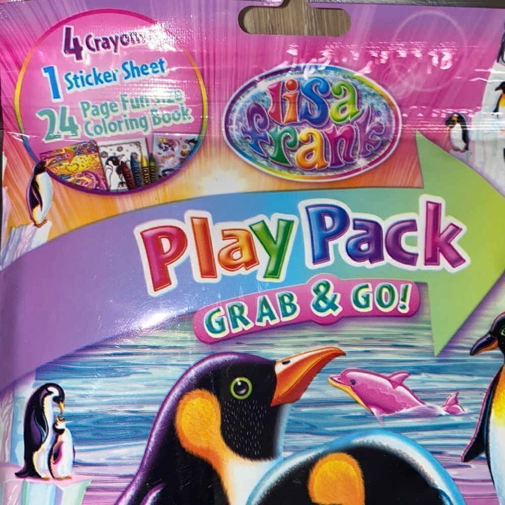 Lisa Frank play PAC grab and go penguin stickers coloring book crayon on the go - Picture 2 of 4